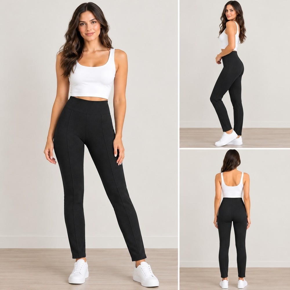 Yummie Women's Black Rachel Shaping Leggings Medium High-Rise Full Length